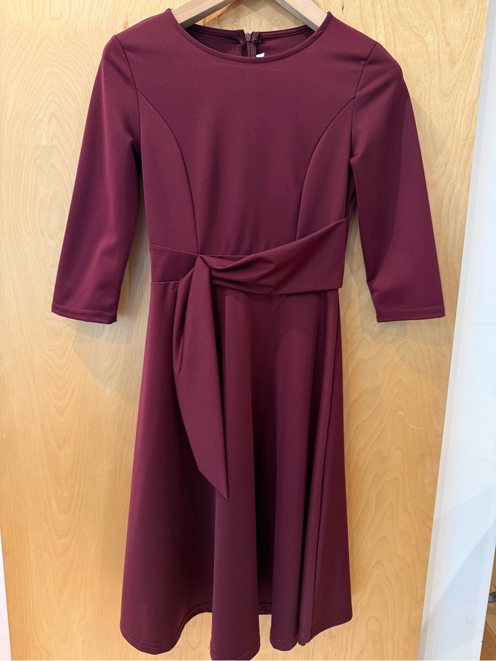 Amazon Women's Burgundy Midi Dress with Waist Tie